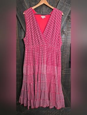 Max Studio 3X Sleeveless V-Neck Tiered Midi Dress